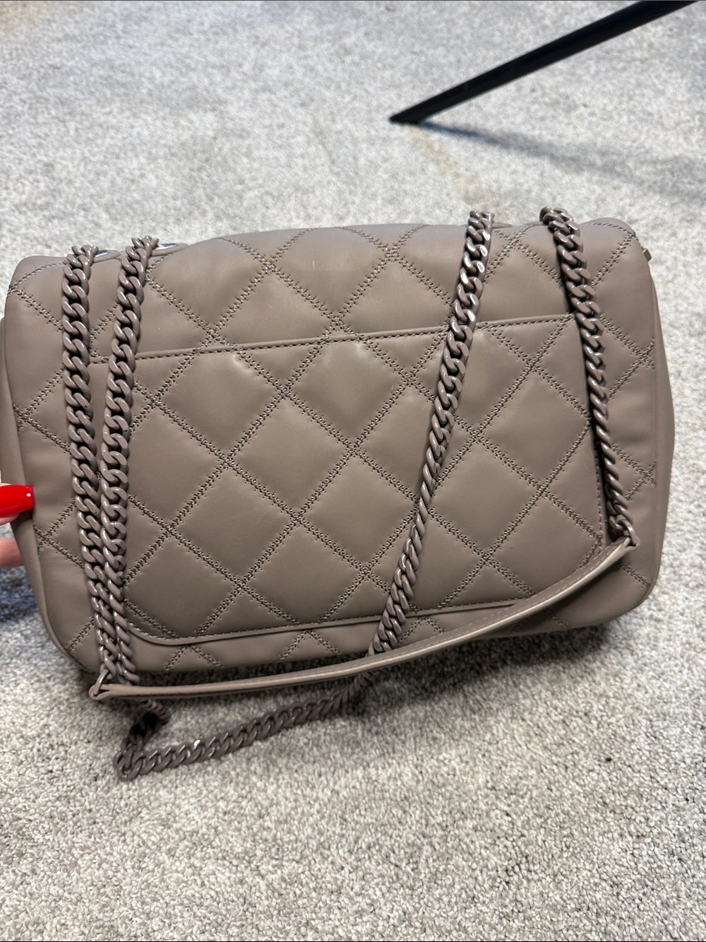 Tory Burch Quilted Leather Shoulder Bag in Taupe Gray - Picture 4 of 6
